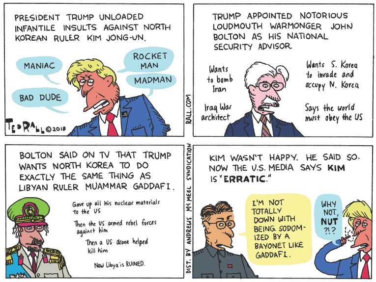 Political/Editorial Cartoon by Ted Rall on Trump Cancels Summit