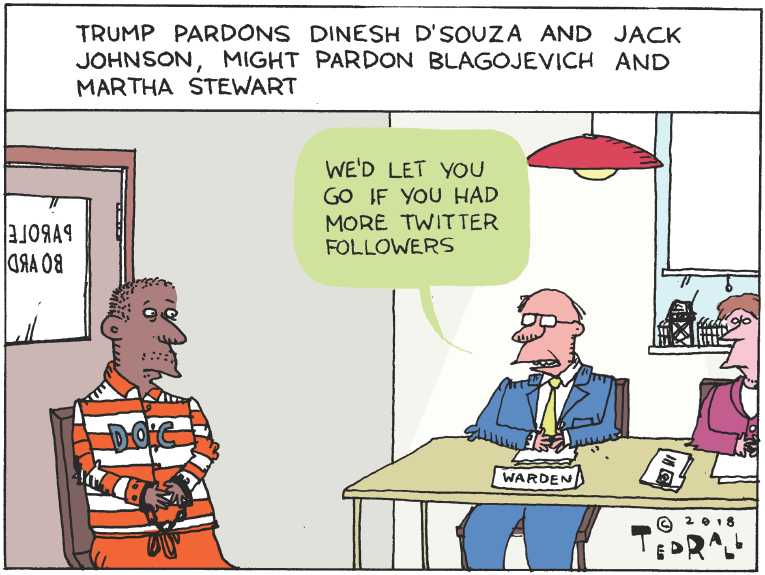 Political/Editorial Cartoon by Ted Rall on Trump Issuing Pardons