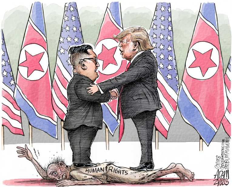 Political/Editorial Cartoon by Adam Zyglis, The Buffalo News on Trump Meets With Kim