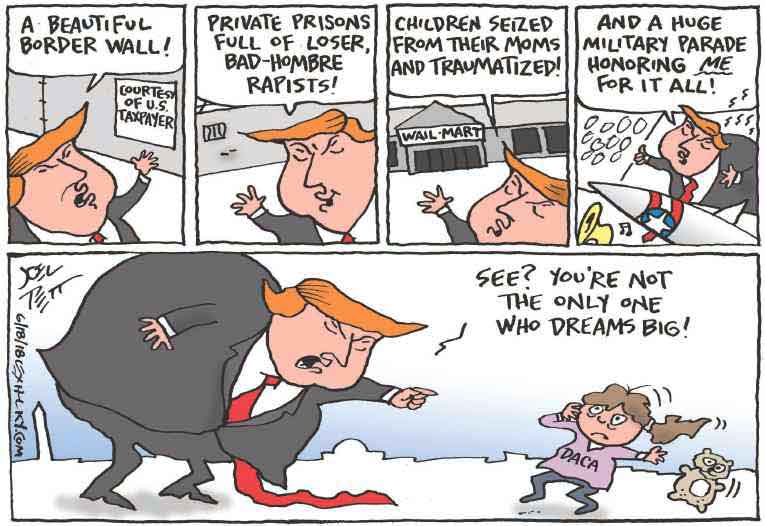 Political/Editorial Cartoon by Joel Pett, Lexington Herald-Leader, CWS/CartoonArts Intl. on Trump Cracks Down