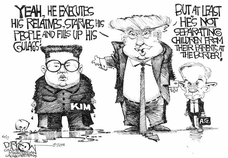 Political/Editorial Cartoon by John Darkow, Columbia Daily Tribune, Missouri on Trump Lauds Kim Meeting