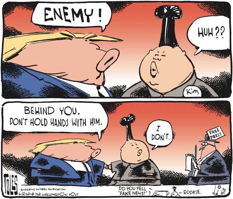 Political Cartoon on 'Trump Lauds Kim Meeting' by Tom Toles, Washington ...