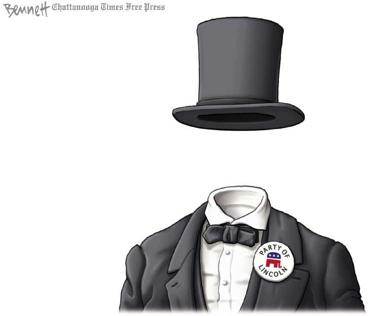 Political/Editorial Cartoon by Clay Bennett, Chattanooga Times Free Press on Party Surrender Completed