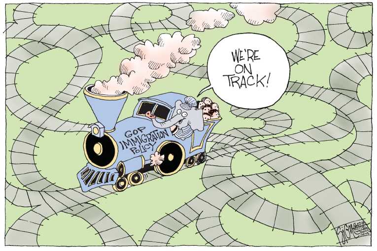 Political/Editorial Cartoon by Signe Wilkinson, Philadelphia Daily News on Party Surrender Completed