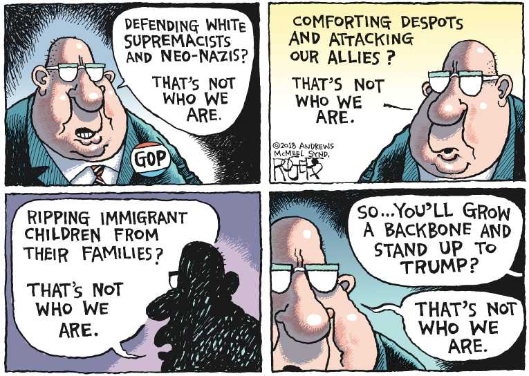 Political/Editorial Cartoon by Rob Rogers on Party Surrender Completed