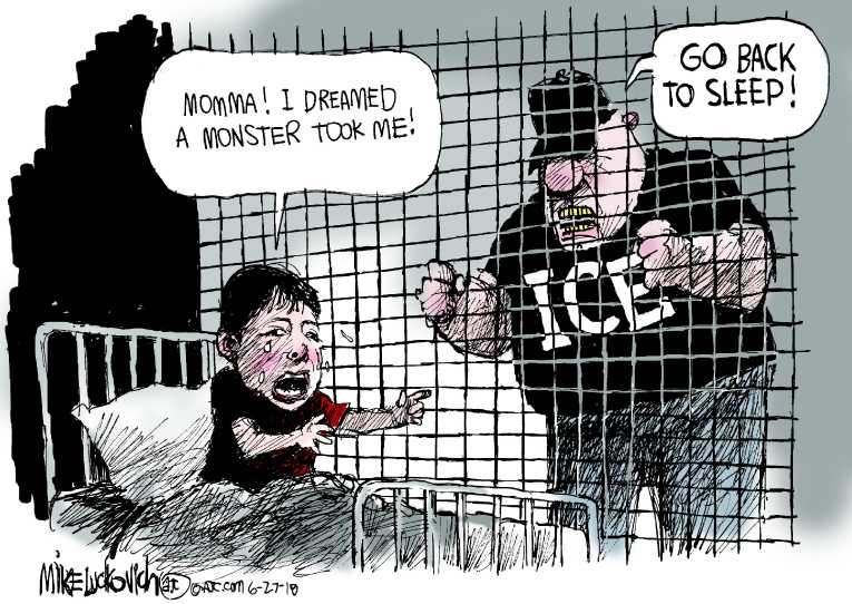 Political/Editorial Cartoon by Mike Luckovich, Atlanta Journal-Constitution on Family Separation Policy Suspended