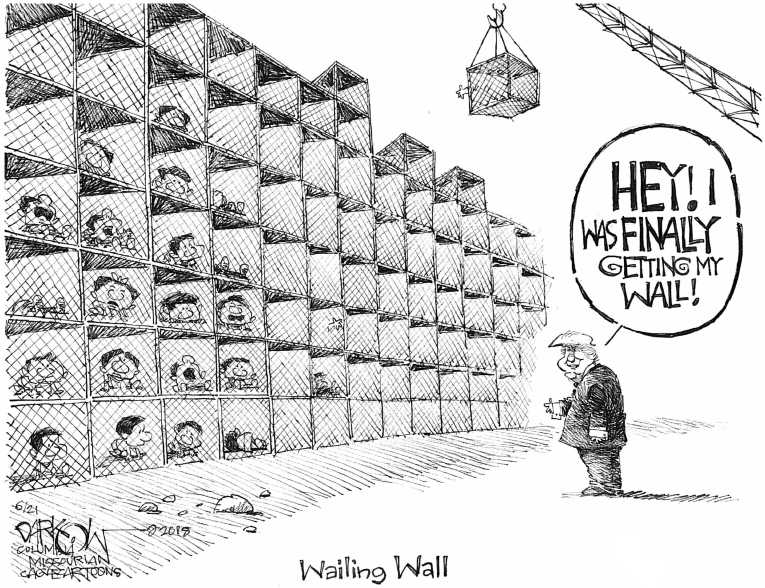 Political/Editorial Cartoon by John Darkow, Columbia Daily Tribune, Missouri on Family Separation Policy Suspended