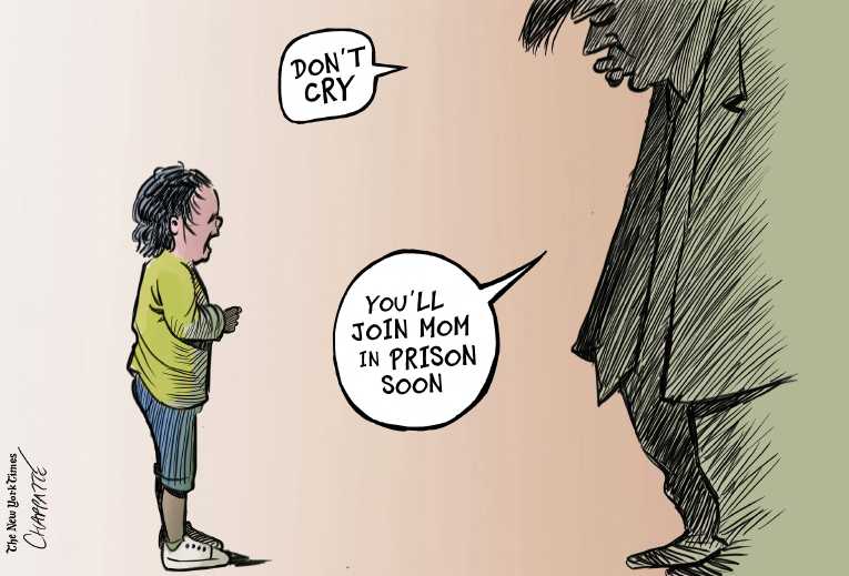 Political/Editorial Cartoon by Patrick Chappatte, International Herald Tribune on Family Separation Policy Suspended