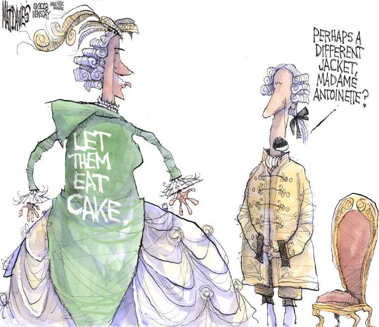 Political/Editorial Cartoon by Matt Davies, Journal News on First Lady Fashions Jacket Billboard