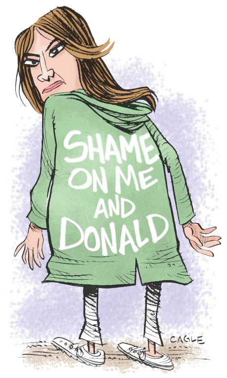 Political/Editorial Cartoon by Daryl Cagle, Cagle Cartoons on First Lady Fashions Jacket Billboard