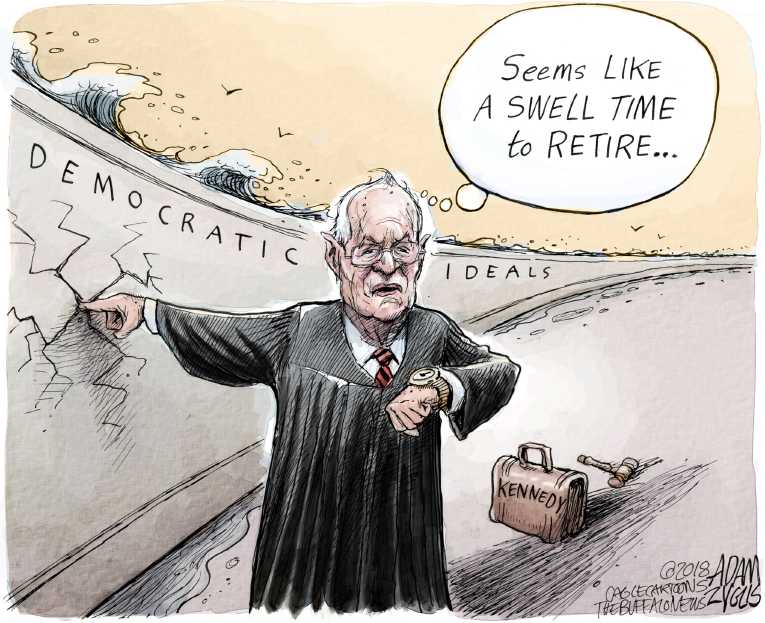 Political/Editorial Cartoon by Adam Zyglis, The Buffalo News on Justice Kennedy to Retire