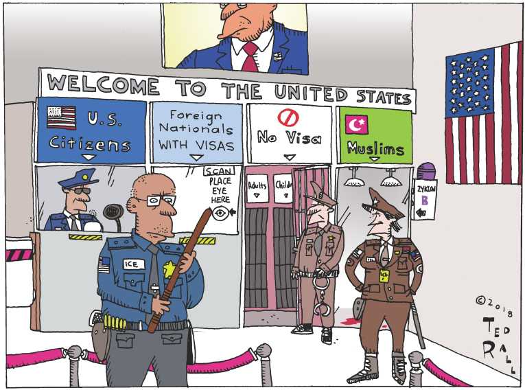 Political/Editorial Cartoon by Ted Rall on Immigration Crackdown Escalates