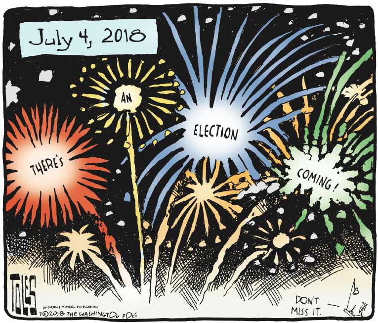 Political/Editorial Cartoon by Tom Toles, Washington Post on US Celebrates Independence Day