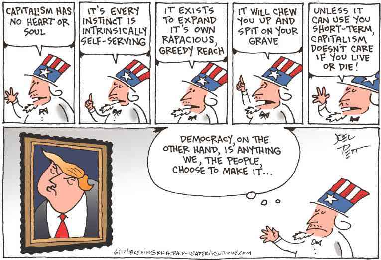 Political/Editorial Cartoon by Joel Pett, Lexington Herald-Leader, CWS/CartoonArts Intl. on Trump Supporters Claim Wins