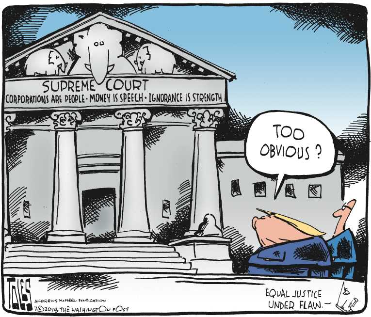 Political/Editorial Cartoon by Tom Toles, Washington Post on Far Right Celebrates Court Pick