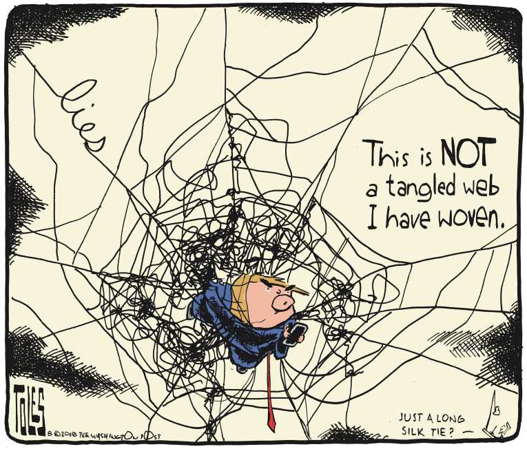Political/Editorial Cartoon by Tom Toles, Washington Post on Trump Vilifies Press