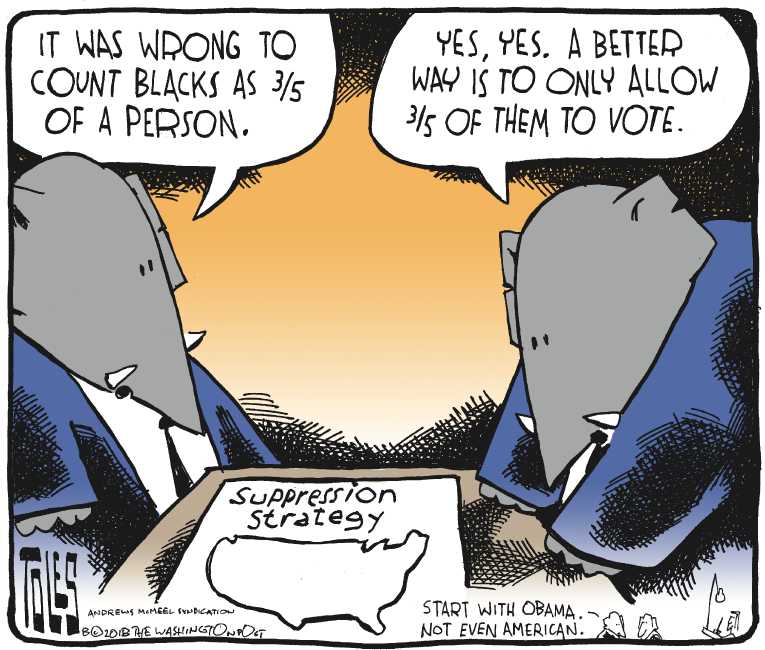 Political/Editorial Cartoon by Tom Toles, Washington Post on GOP Fearing Blue Wave