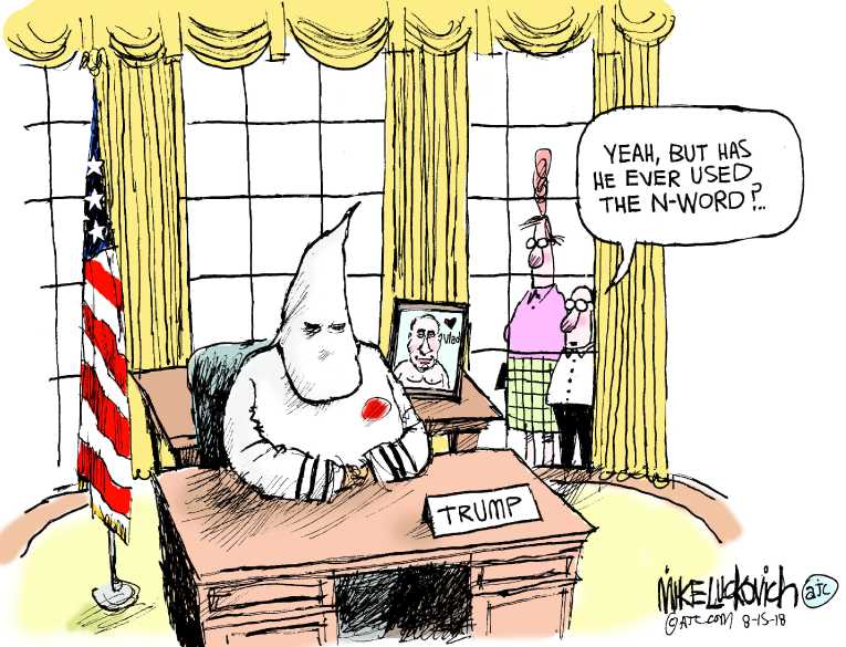 Political/Editorial Cartoon by Mike Luckovich, Atlanta Journal-Constitution on Manigault Taped Fellow Staffers