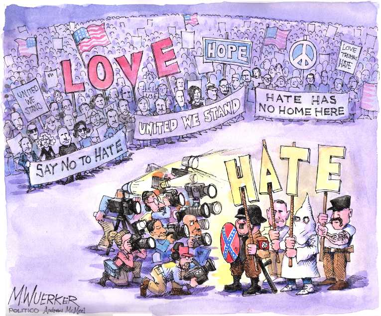 Political/Editorial Cartoon by Matt Wuerker, Politico on Trump Supporters Rally