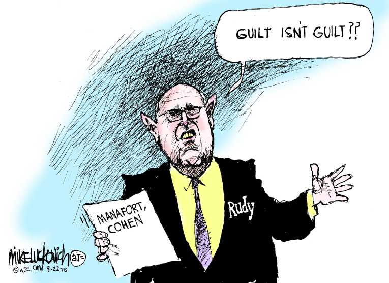 Political/Editorial Cartoon by Mike Luckovich, Atlanta Journal-Constitution on Giuliani Makes Extraordinary Claim