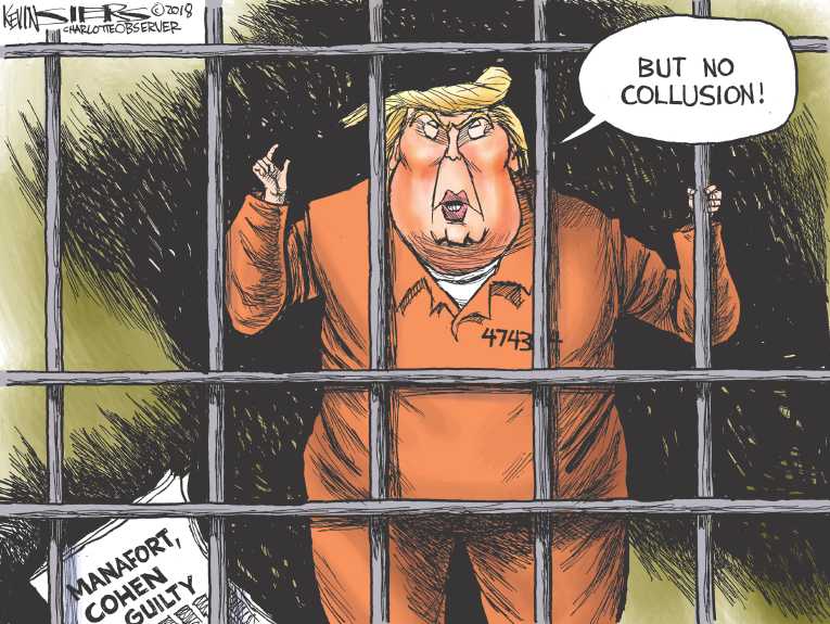 Political/Editorial Cartoon by Kevin Siers, Charlotte Observer on Convictions Rattle White House