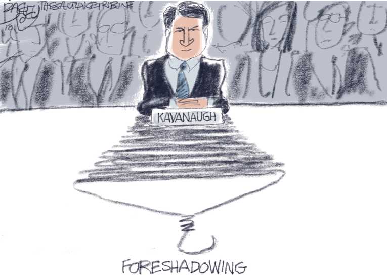 Political/Editorial Cartoon by Pat Bagley, Salt Lake Tribune on Senate Hearings Begin