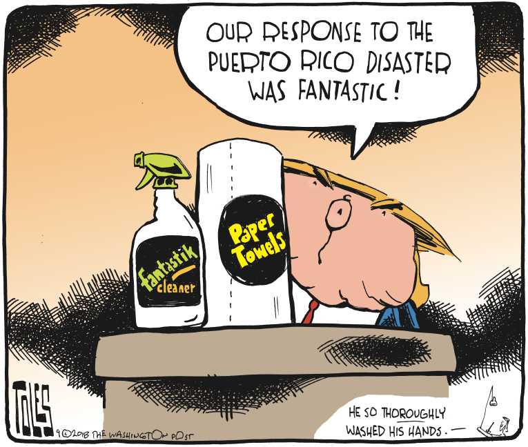 Political/Editorial Cartoon by Tom Toles, Washington Post on Trump Fighting Back