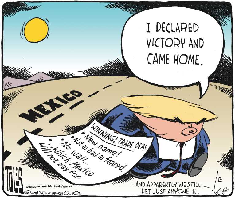 Political/Editorial Cartoon by Tom Toles, Washington Post on Trump Fighting Back