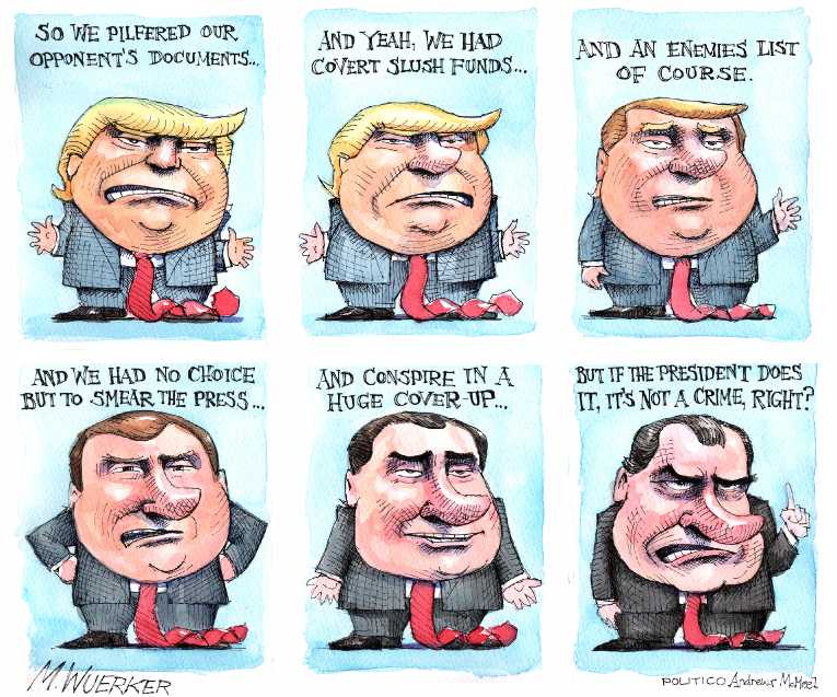 Political/Editorial Cartoon by Matt Wuerker, Politico on Trump Fighting Back