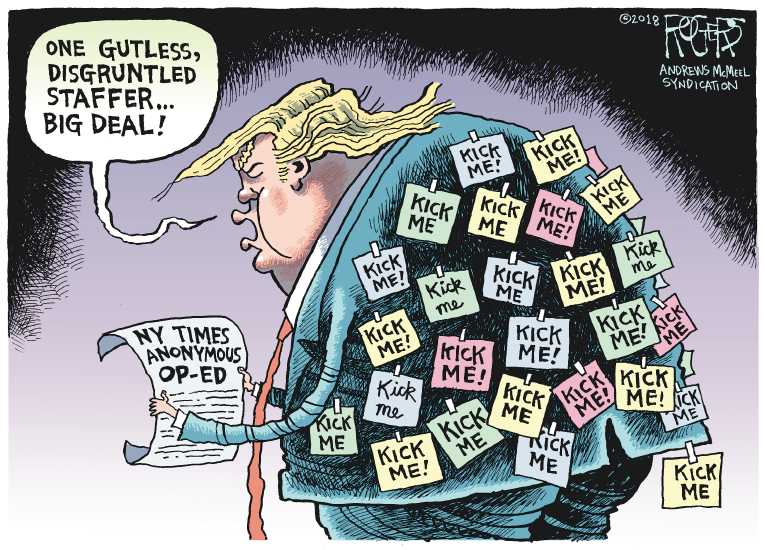 Political/Editorial Cartoon by Rob Rogers on President “Unstable,” Insiders Say