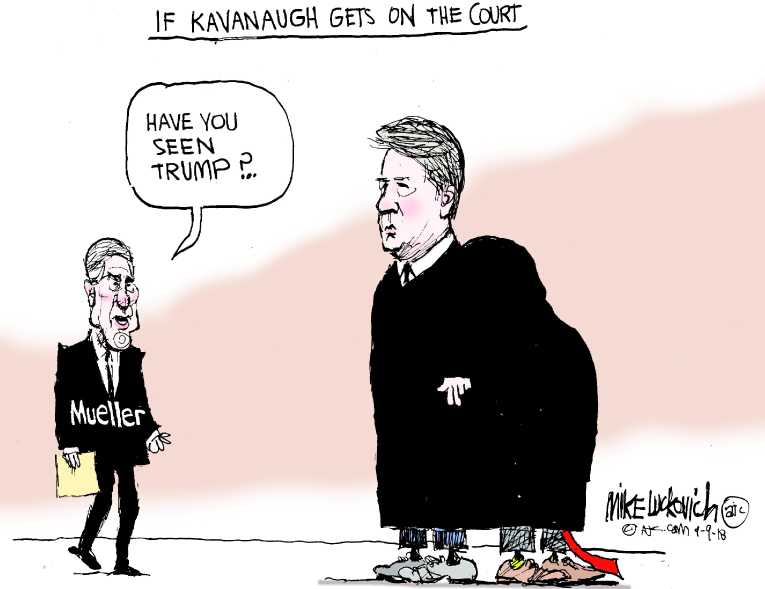 Political/Editorial Cartoon by Mike Luckovich, Atlanta Journal-Constitution on Kavanaugh Lies and Dodges