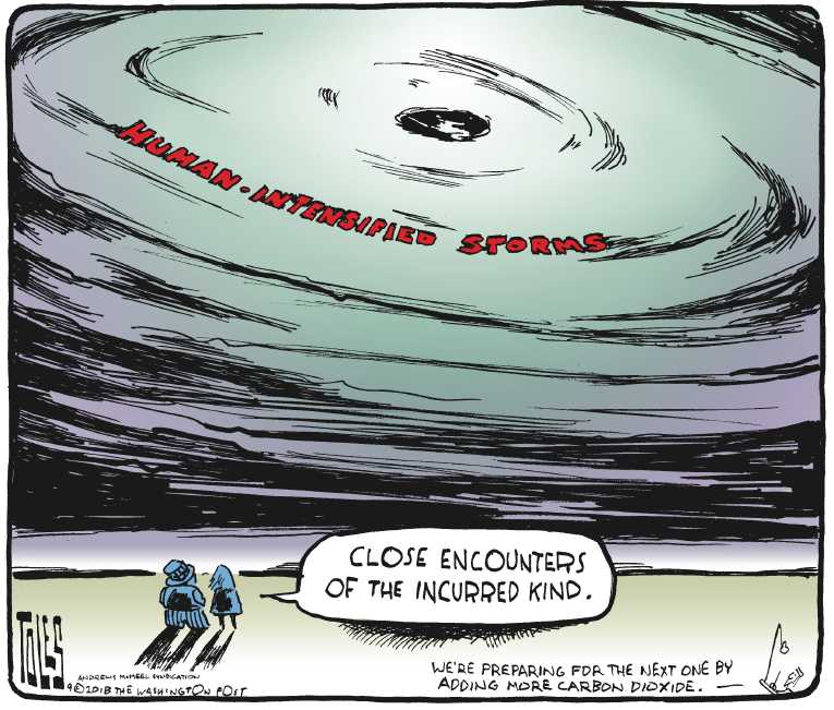 Political/Editorial Cartoon by Tom Toles, Washington Post on Florence Batters Carolinas