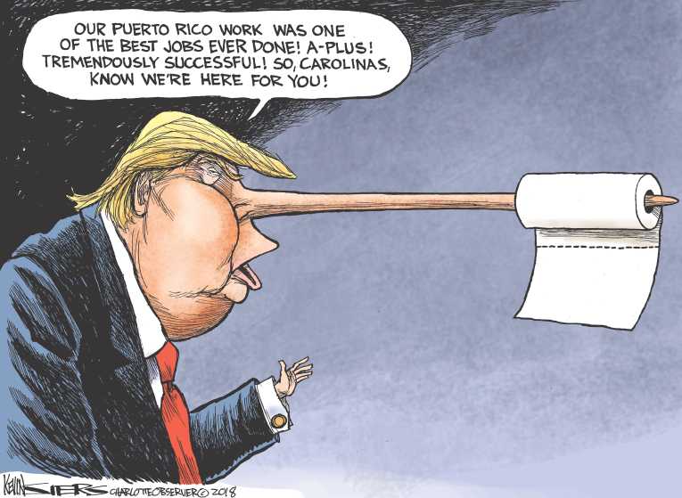 Political Cartoon on 'Trump Ecstatic About Puerto Rico' by Kevin Siers ...