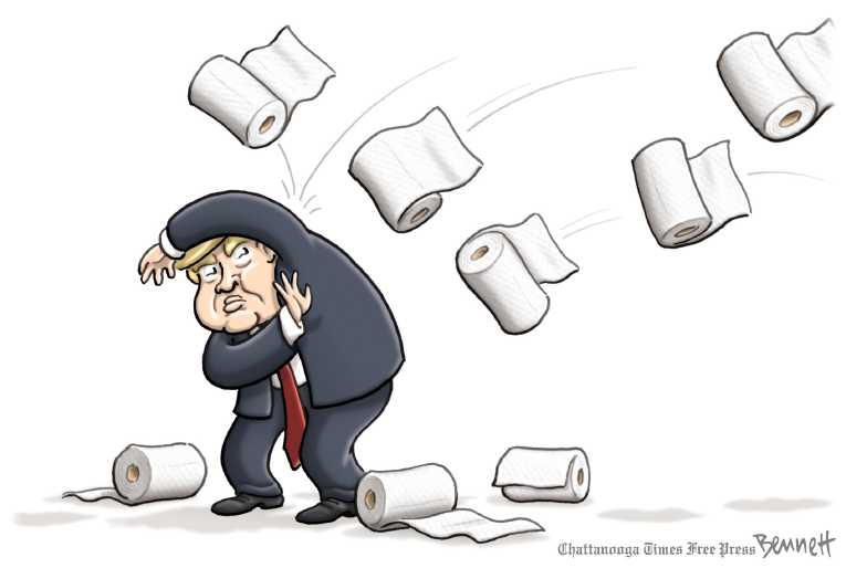 Political/Editorial Cartoon by Clay Bennett, Chattanooga Times Free Press on Trump Ecstatic About Puerto Rico