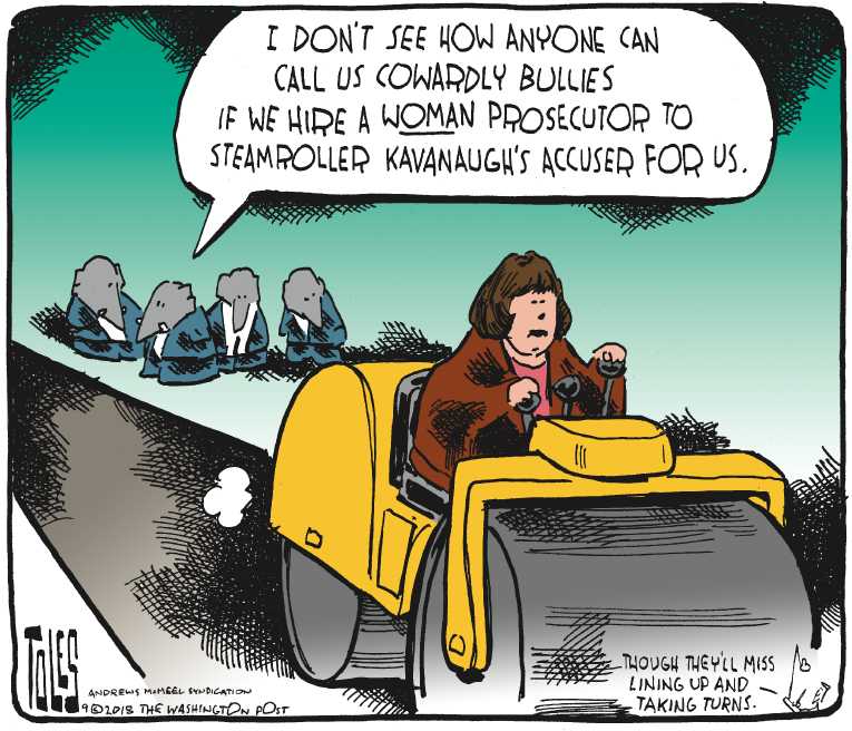 Political/Editorial Cartoon by Tom Toles, Washington Post on Multiple Accusers Come Forward