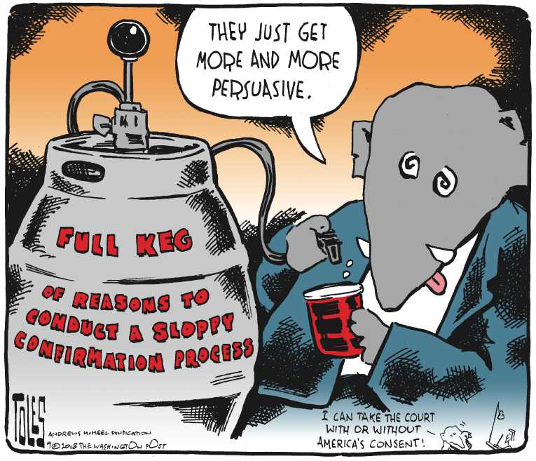 Political/Editorial Cartoon by Tom Toles, Washington Post on Trump Praises Nominee’s Performance