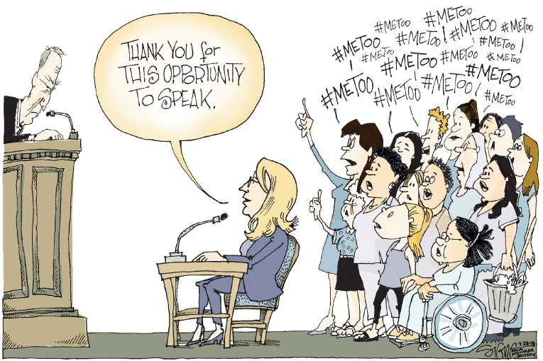 Political/Editorial Cartoon by Signe Wilkinson, Philadelphia Daily News on Kavanaugh Commits Perjury