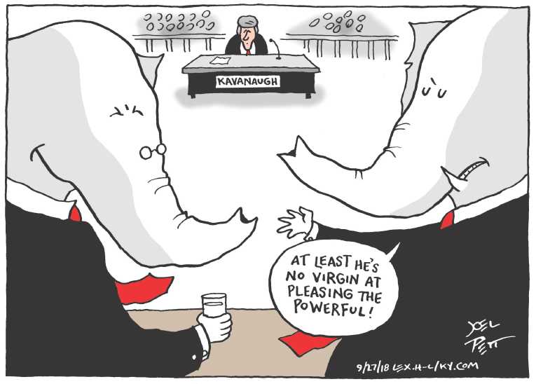 Political/Editorial Cartoon by Joel Pett, Lexington Herald-Leader, CWS/CartoonArts Intl. on Kavanaugh Commits Perjury