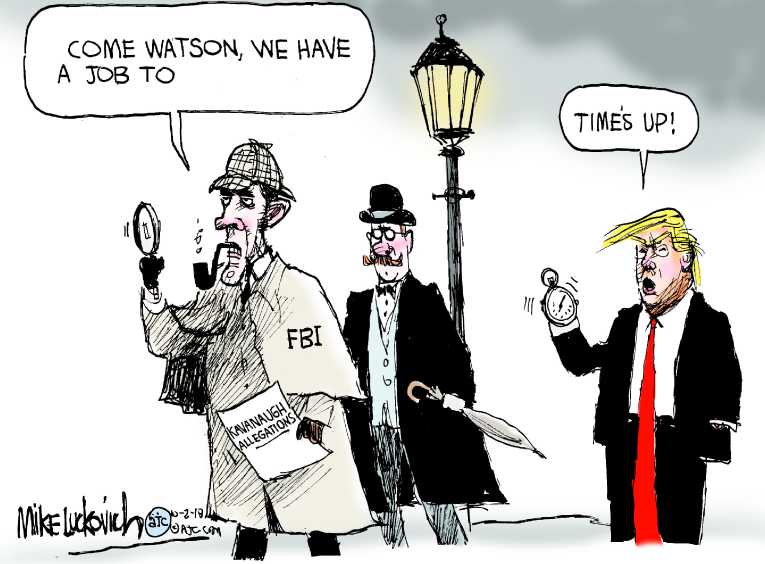 Political/Editorial Cartoon by Mike Luckovich, Atlanta Journal-Constitution on Trump Handcuffs FBI Investigation