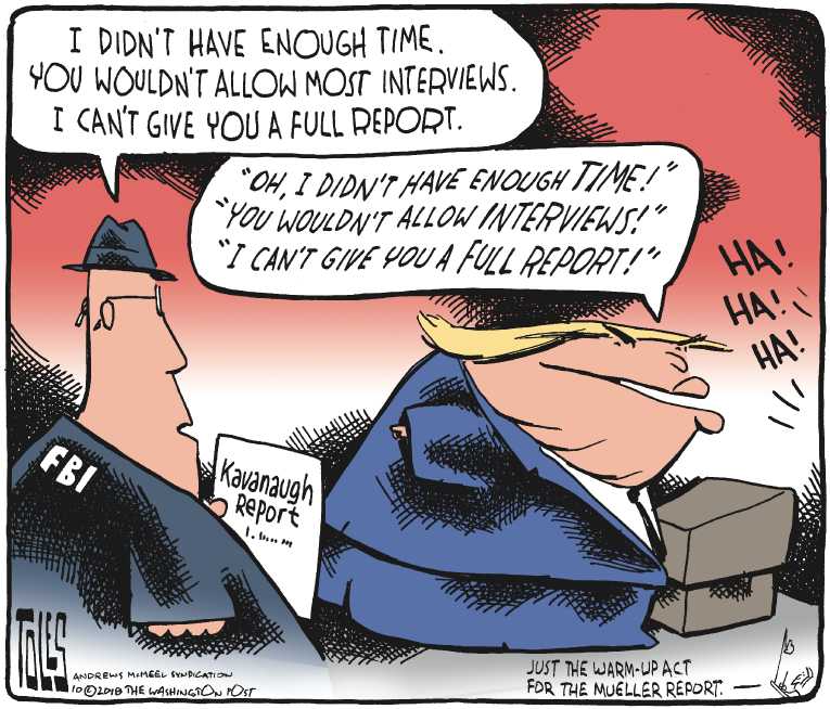 Political/Editorial Cartoon by Tom Toles, Washington Post on Trump Handcuffs FBI Investigation