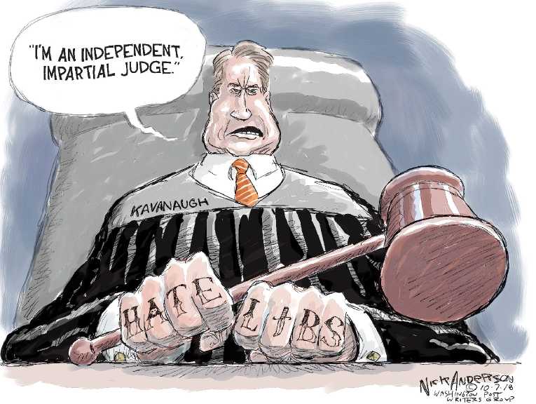 Political/Editorial Cartoon by Nick Anderson, Houston Chronicle on Kavanaugh Alleges Conspiracy