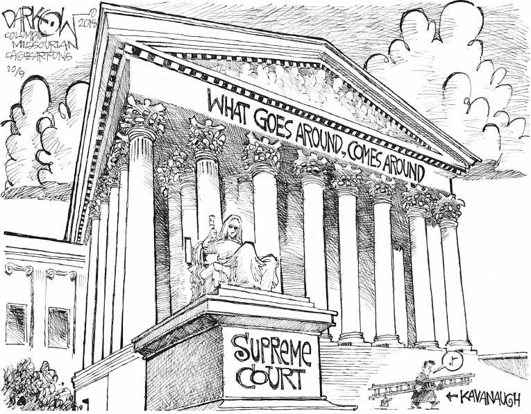 Political/Editorial Cartoon by John Darkow, Columbia Daily Tribune, Missouri on Kavanaugh Confirmed