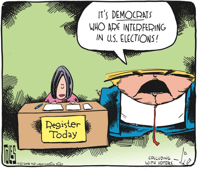 Political/Editorial Cartoon by Tom Toles, Washington Post on Midterm Battles Heat Up