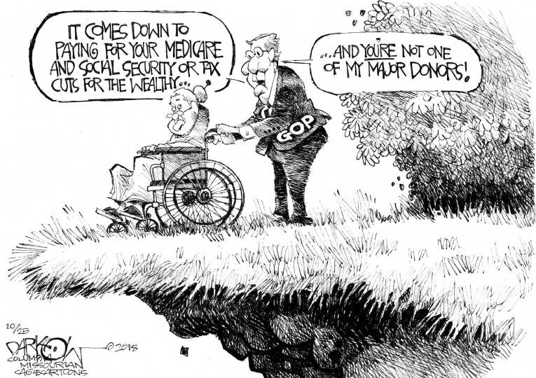 Political/Editorial Cartoon by John Darkow, Columbia Daily Tribune, Missouri on GOP Seeks “Entitlements” Cut