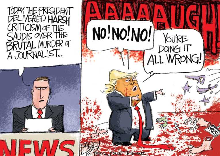 Political/Editorial Cartoon by Pat Bagley, Salt Lake Tribune on Trump Sides With Prince