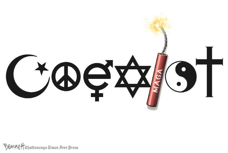 Political/Editorial Cartoon by Clay Bennett, Chattanooga Times Free Press on Madman Kills 11 in Synagogue