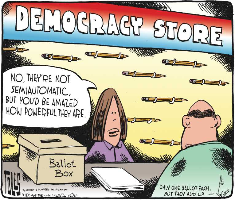 Political/Editorial Cartoon by Tom Toles, Washington Post on Record Turnout Expected