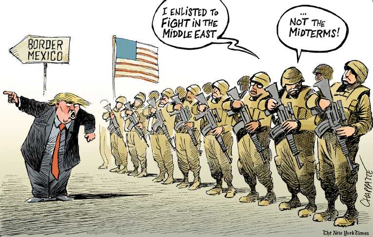 Political/Editorial Cartoon by Patrick Chappatte, International Herald Tribune on President Warns of Invasion