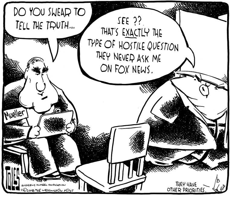 Political/Editorial Cartoon by Tom Toles, Washington Post on Trump Submits Written Answers