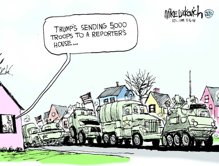 Political/Editorial Cartoon by Mike Luckovich, Atlanta Journal-Constitution on War Against Press Escalates